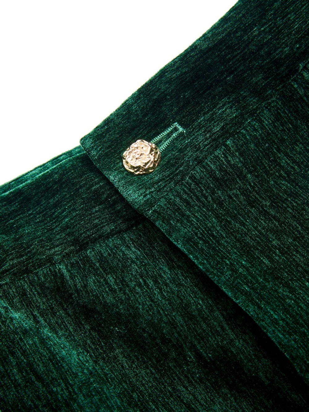 Commense Velvet Metal-Button Mid-Waist Shorts - Picture 3 of 4